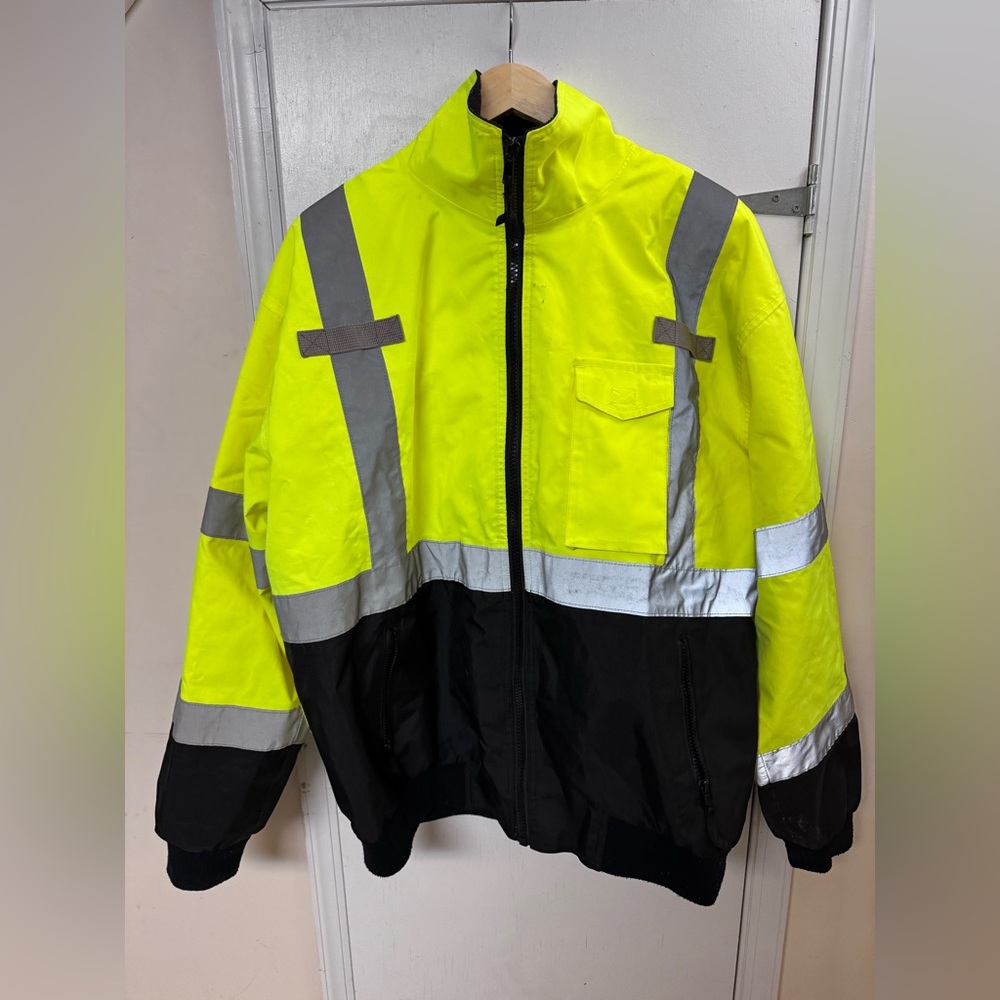 High-Visibility Yellow and Black Safety Jacket